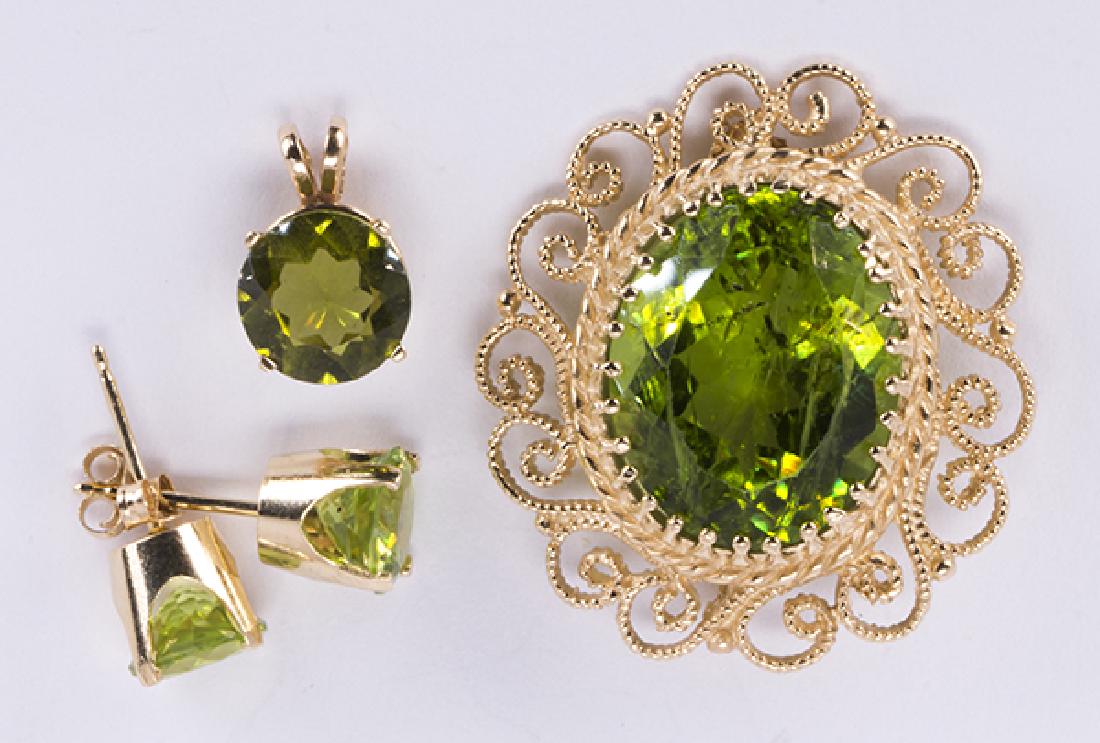 (Lot of 3) Peridot and 14k yellow gold jewelry items (1 of 1)