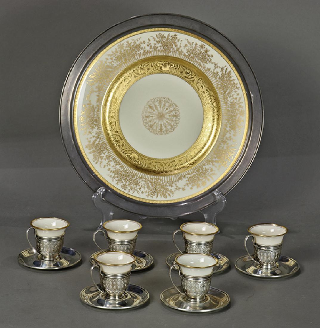(lot of 7) Sterling silver and porcelain demitasse (1 of 3)