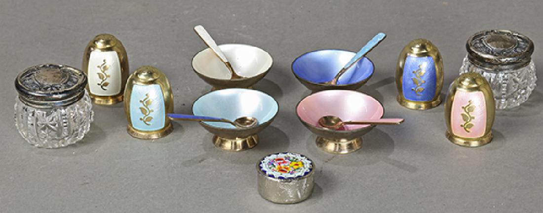 (lot of 15) Danish sterling silver enamel table (1 of 2)