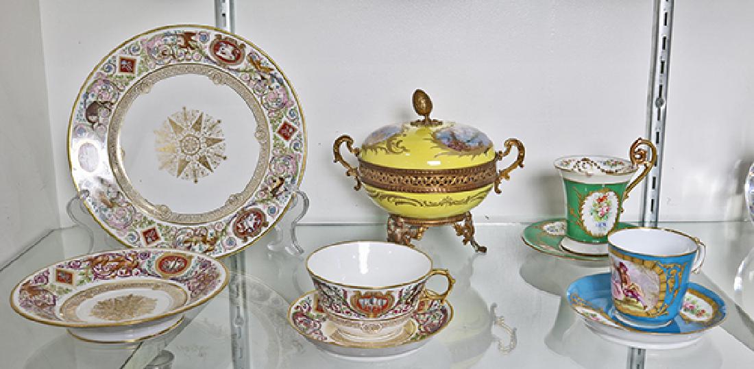 (lot of 9) French polychrome decorated porcelain group (1 of 1)