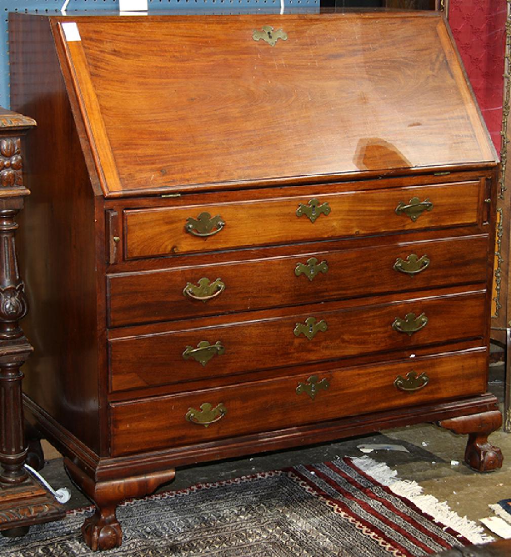 Chippendale style mahogany slant front desk, executed (1 of 2)