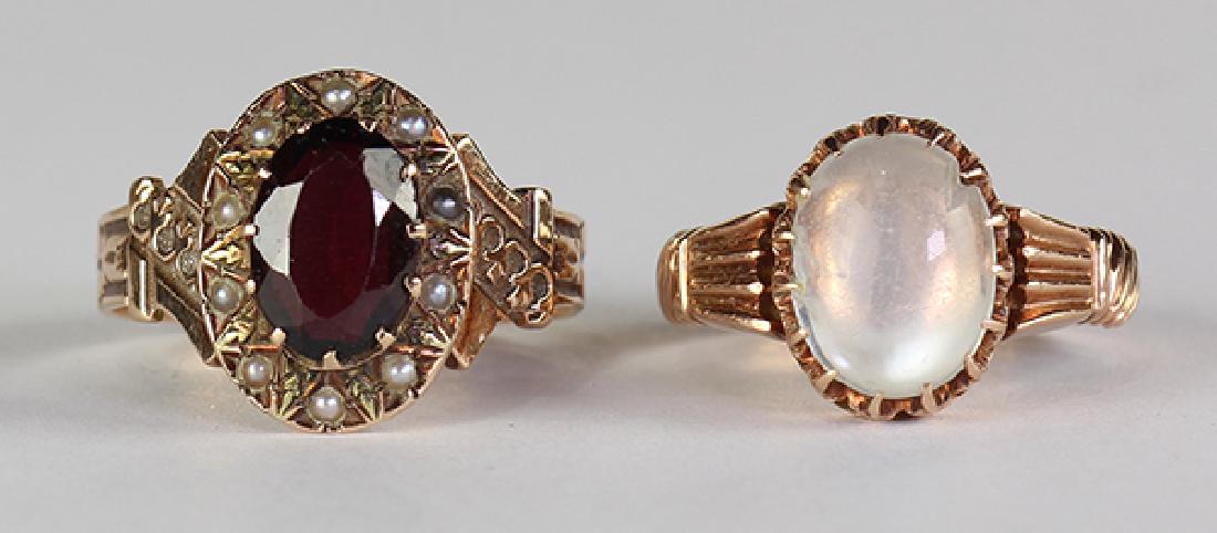 (Lot of 2) Victorian multi-stone, gold rings (1 of 3)