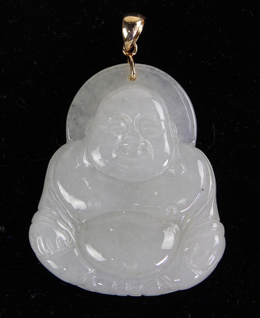 Jadeite and 14k yellow gold Buddha pendant (1 of 4)