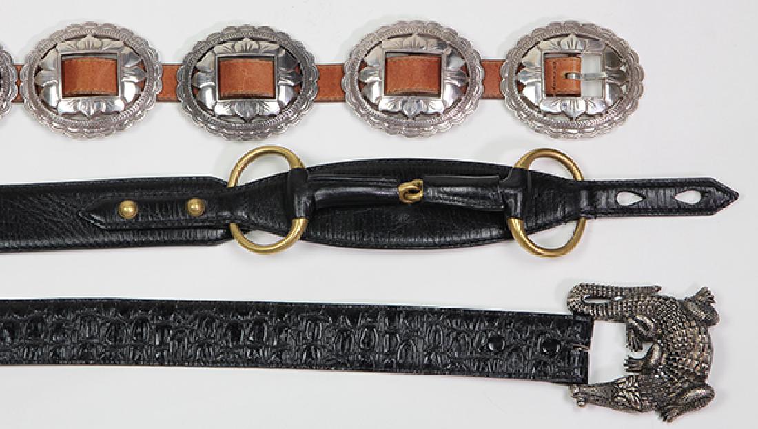 (Lot of 3) Sterling silver, silver, metal and leather (1 of 5)