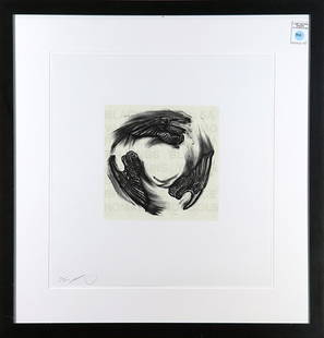 Print, Gary Simmons: Gary Simmons (American, b. 1964), "Tri-Wing Spin," 2005, lithograph, pencil signed lower left, edition 53/95, titled label affixed verso, overall (with frame): 26.5"h x 25.5"w