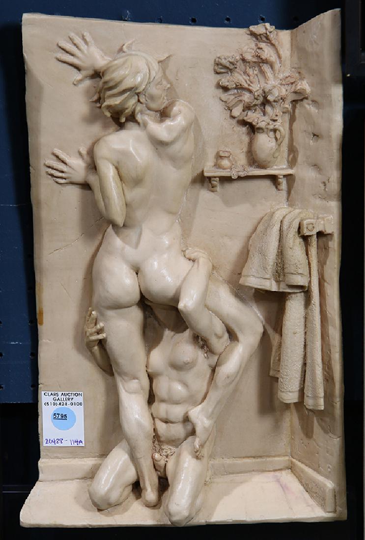 Sculpture, Toscano Erotic Figures: Toscano Erotic Figures, resin and acrylic wall relief, unsigned, 20th century, overall" 15.75"h x 10"w x 2"d