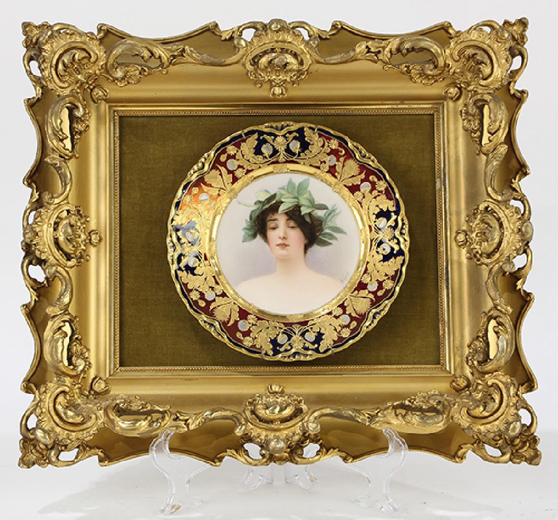 Gilt framed Royal Vienna porcelain cabinet plate, (1 of 3)