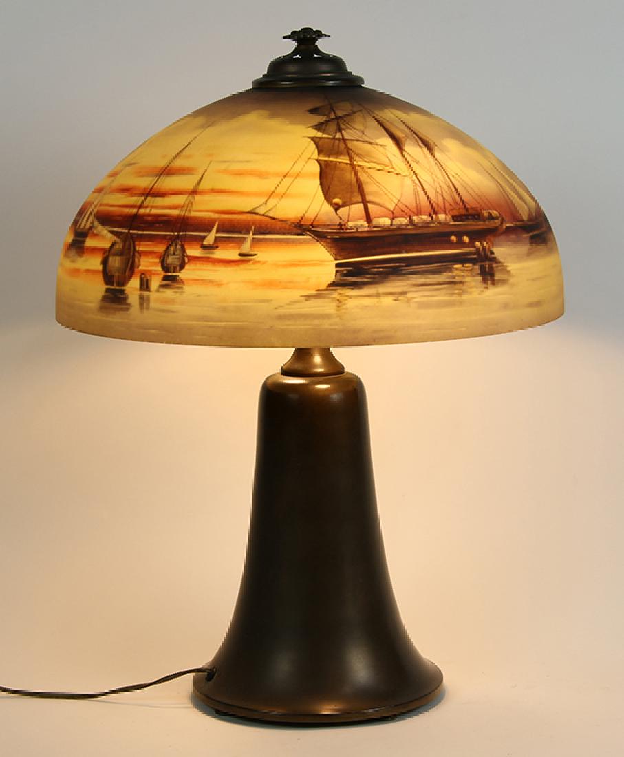 Arts and Crafts reverse painted table lamp (1 of 5)