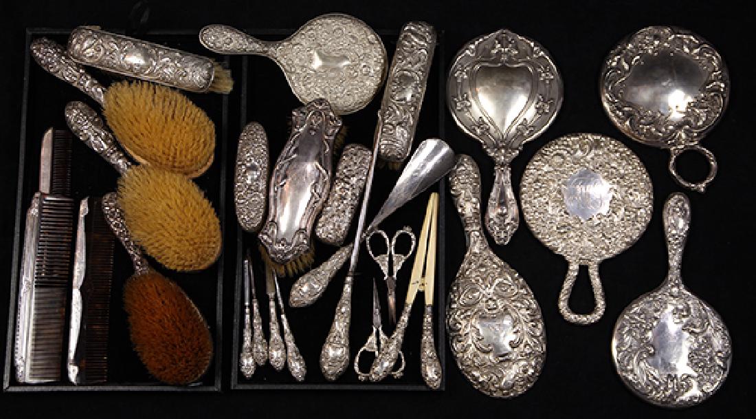 (lot of 26) Silver and silverplate dresser and vanity (1 of 2)