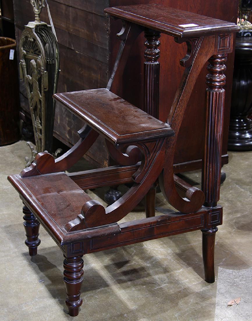 English mahogany library three step stool (1 of 1)