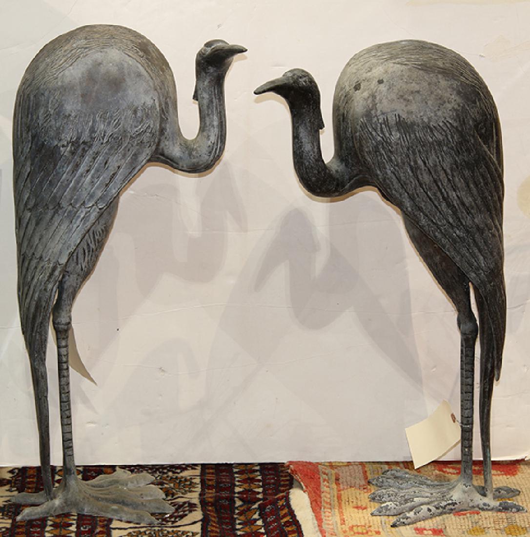 (lot of 2) Pair of Asian-style bronze cranes (1 of 2)