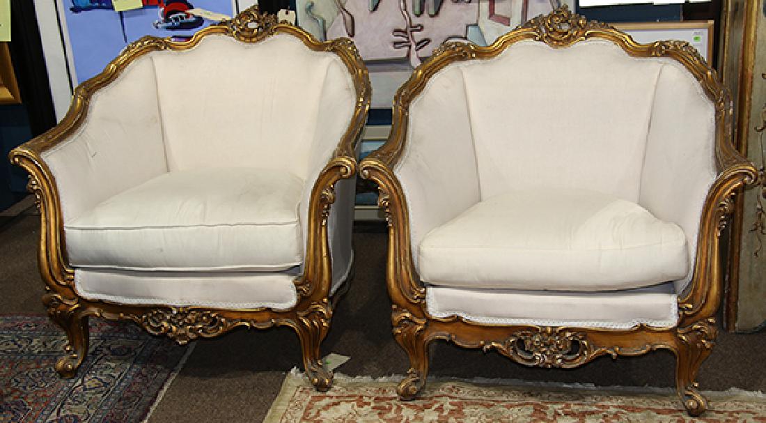 (lot of 2) Louis XV style giltwood bergeres (1 of 2)