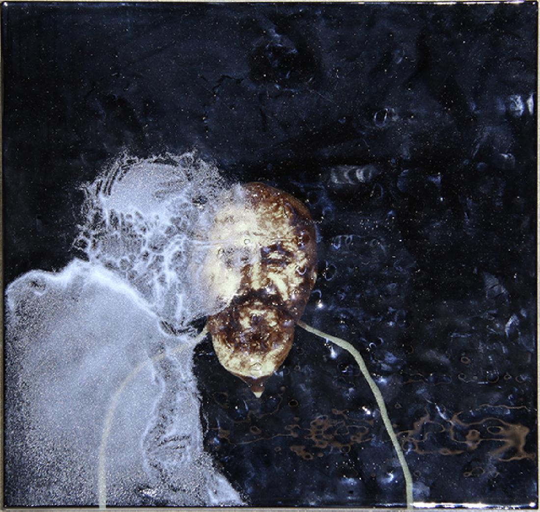 Mixed Media Glass, Catharine Newell: (lot of 3) Catharine Newell (American, 21st century), Portraits, 2001, mixed media glass wall reliefs, one signed and dated verso, overall (each): 12"h x 12"w