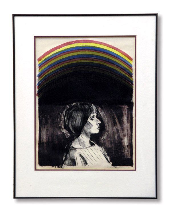 Lithograph R Bechtle Californian: Framed color lithograph, ''Nancy Dreaming'' (1964) by Robert Bechtle (Californian ), artist proof (aside from the numbered edition of twelve), signed and dated lower right, ''A/P'' lower left, sight: