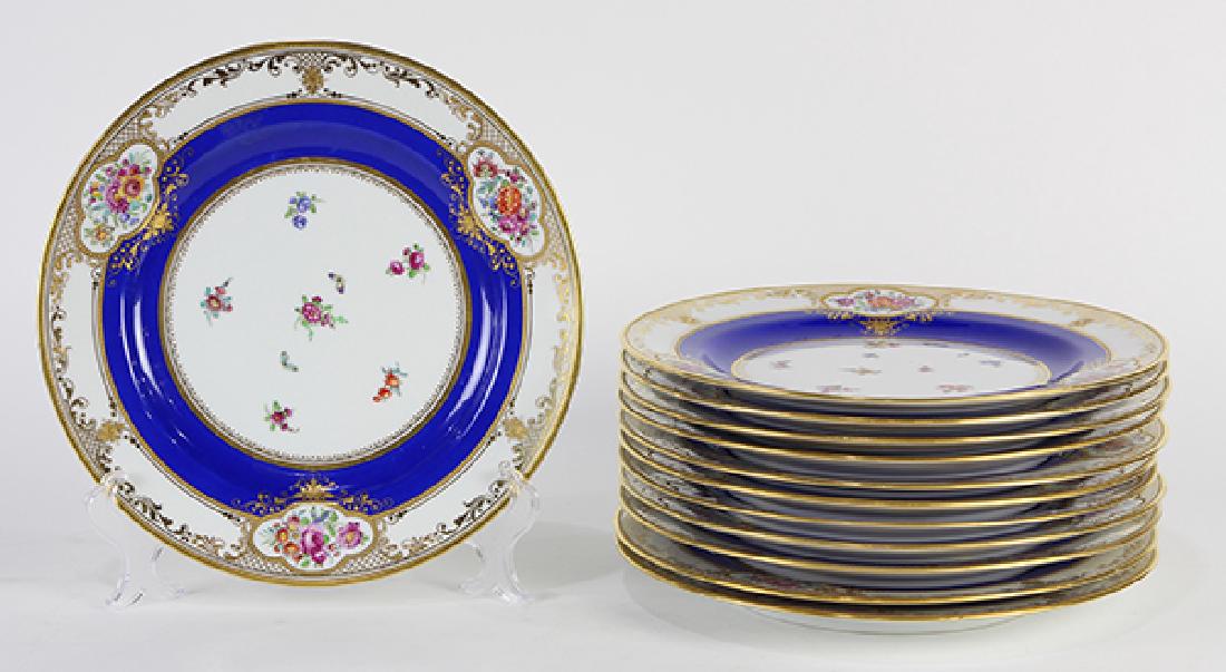 (lot of 12) Dresden parcel gilt service plates, having (1 of 3)