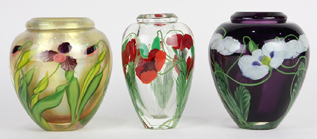 (lot of 3) Lundberg Studios art glass vessel group (1 of 10)