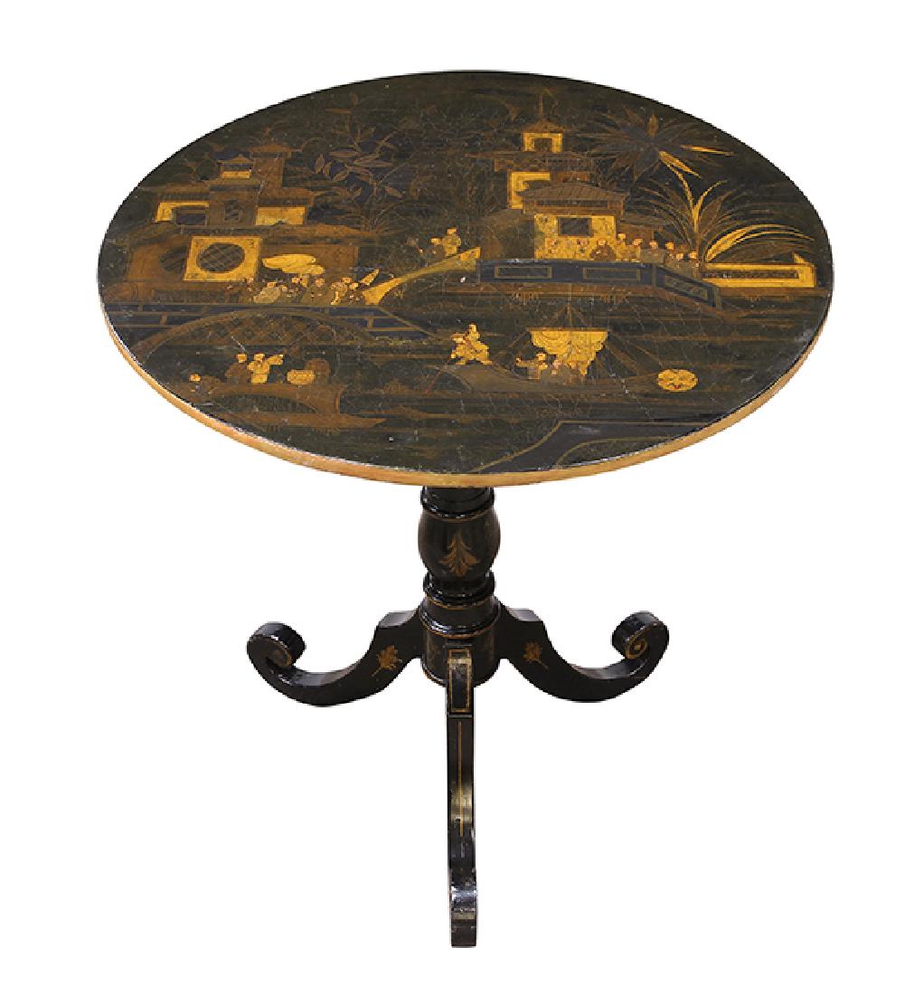 English Japanned tilt top tea table, 19th century, the (1 of 4)