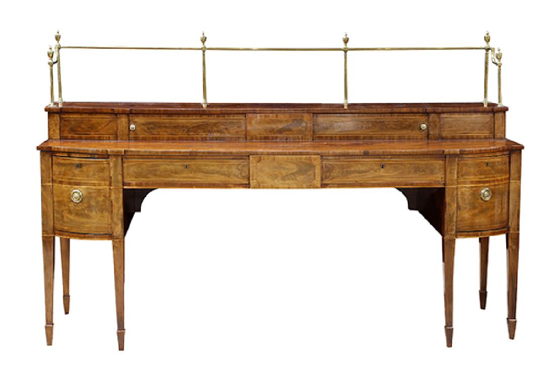English Sheraton banded mahogany sideboard, early 19th (1 of 7)