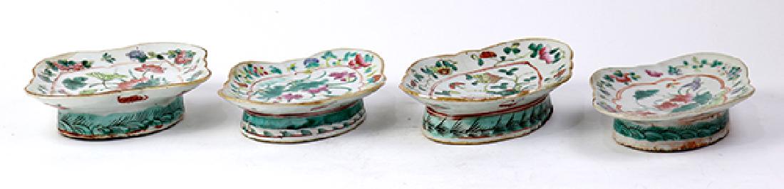Chinese Porcelain Footed Dishes, Flowers (1 of 6)