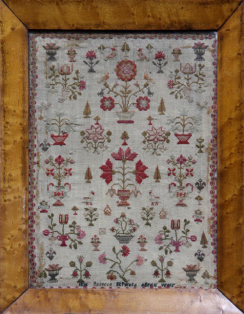 (lot of 2) English embroidered sewing samplers, each (1 of 2)