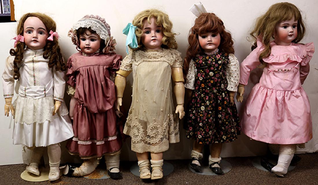 (lot of 5) German porcelain bisque head doll group (1 of 1)