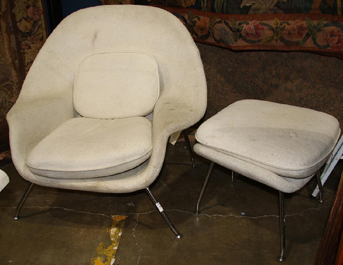 Eero Saarinen for Knoll International Womb chair with: Eero Saarinen for Knoll International Womb chair with ottoman, chair: 37"h x 39"w