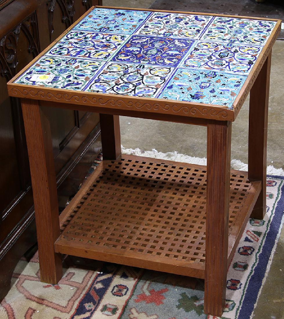 Tile top occasional table, the square top having nine (1 of 2)