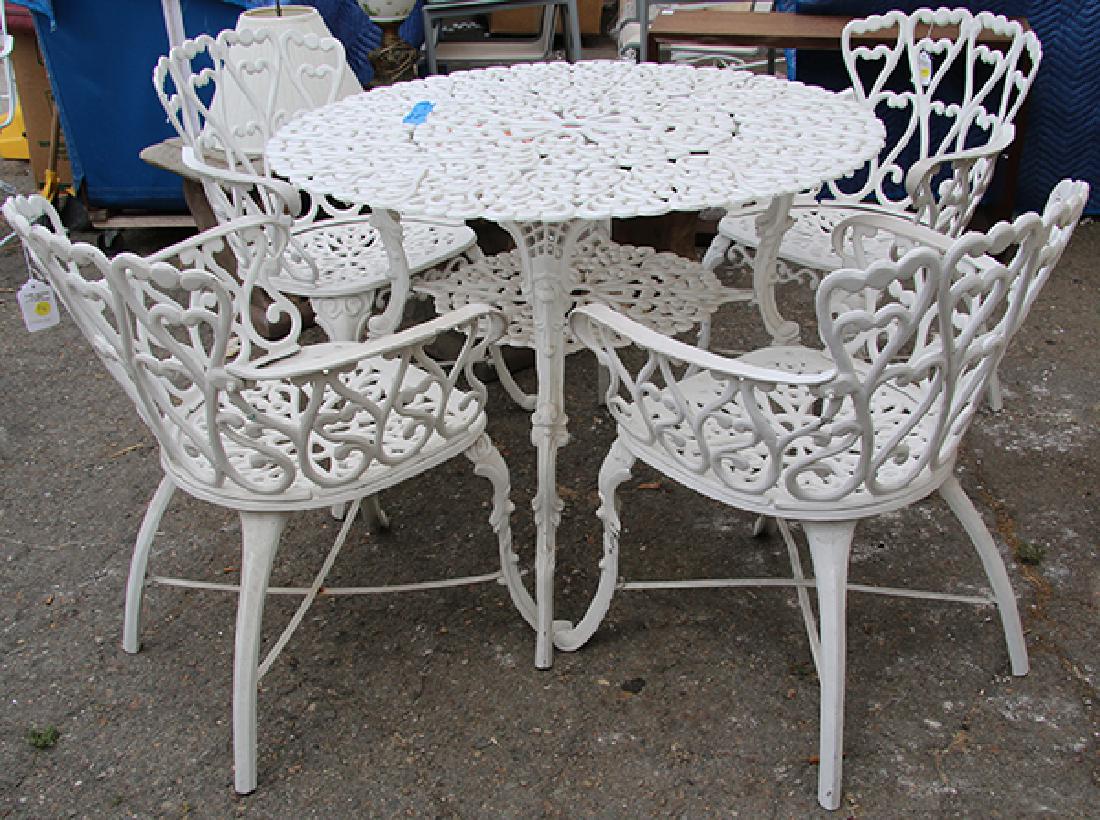(lot of 5) French bistro style white painted metal (1 of 2)