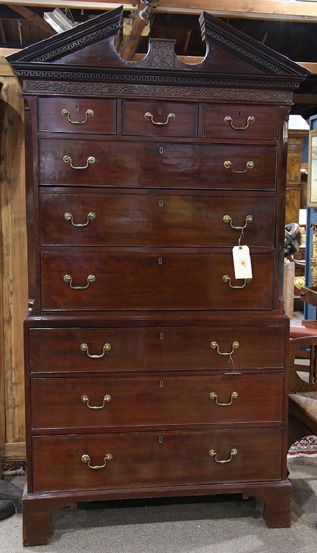 Chinese Chippendale style mahogany chest on chest (1 of 20)