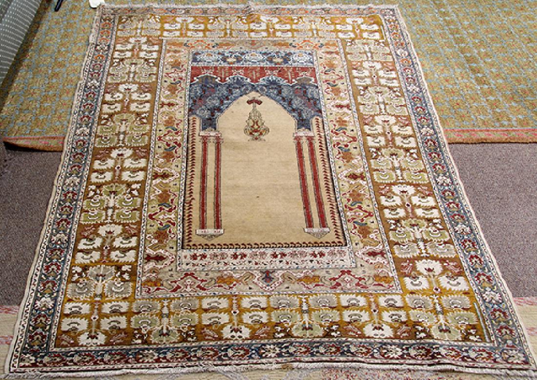 Antique part silk Sivas prayer carpet, 4'6" x 5'10" (1 of 3)