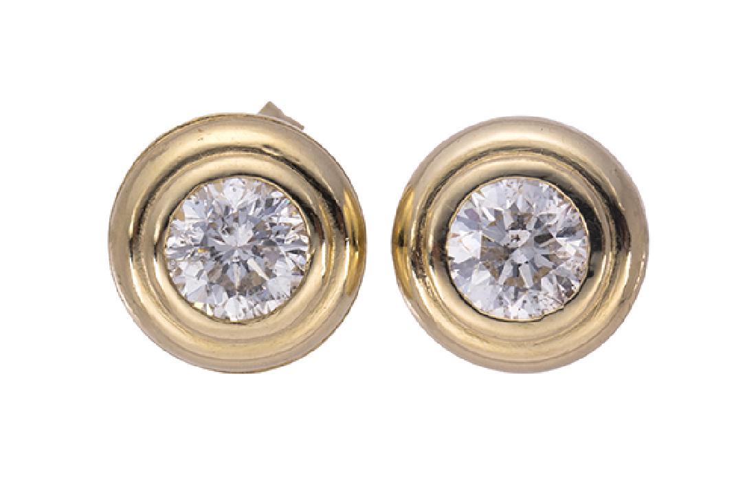 Pair of diamond and 14k yellow gold stud earrings (1 of 2)