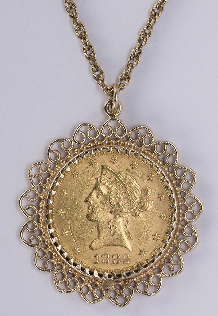 Gold coin and 14k yellow gold pendant-necklace (1 of 2)