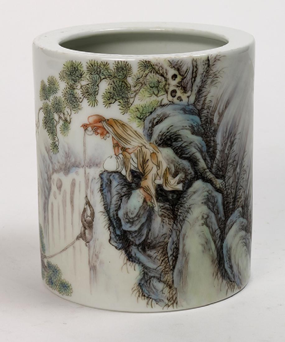 Chinese Porcelain Brushpot, Luohan/Monkeys (1 of 7)