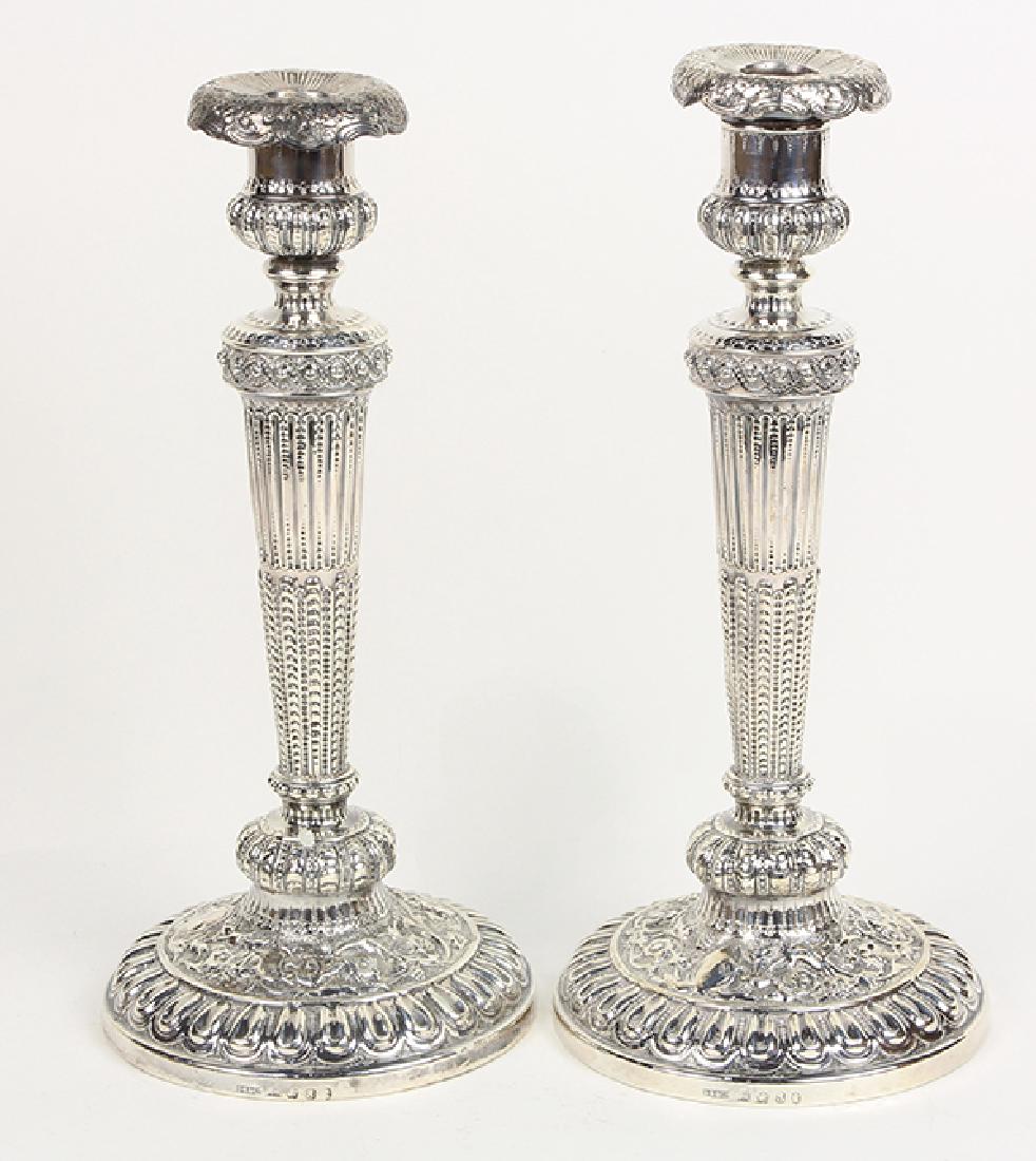Pair of English sterling silver weighted single-light (1 of 3)