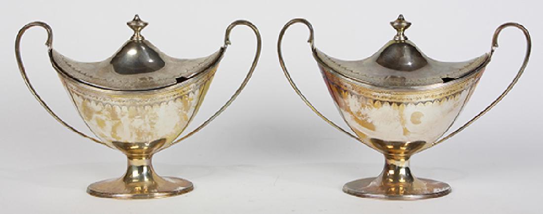 Pair of George III sterling silver lidded sauce tureens (1 of 2)
