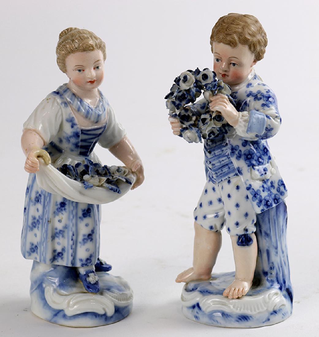 (lot of 2) Meissen figural groups, each painted blue (1 of 6)