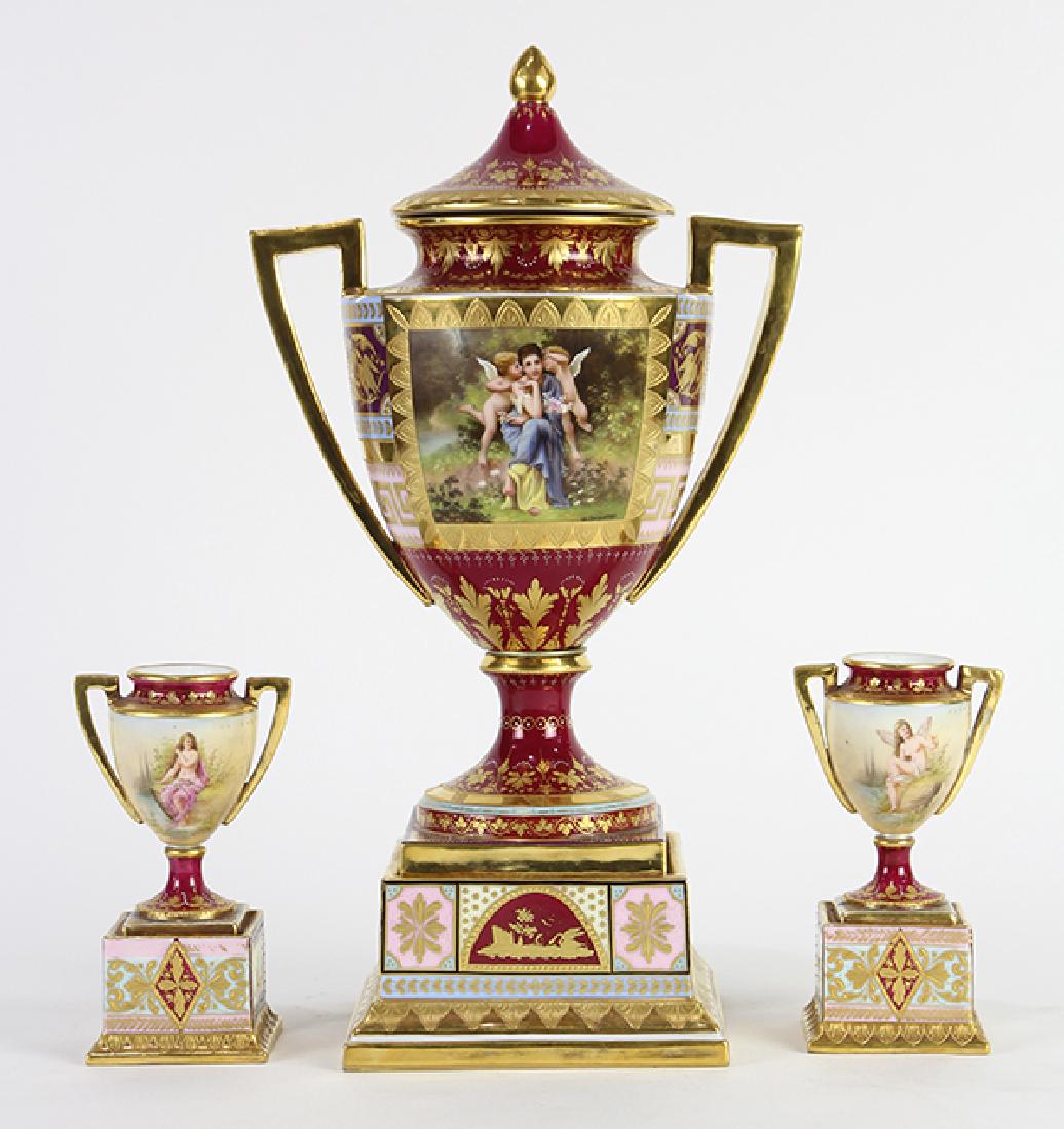 (lot of 3) Royal Vienna group, consisting of a single (1 of 6)