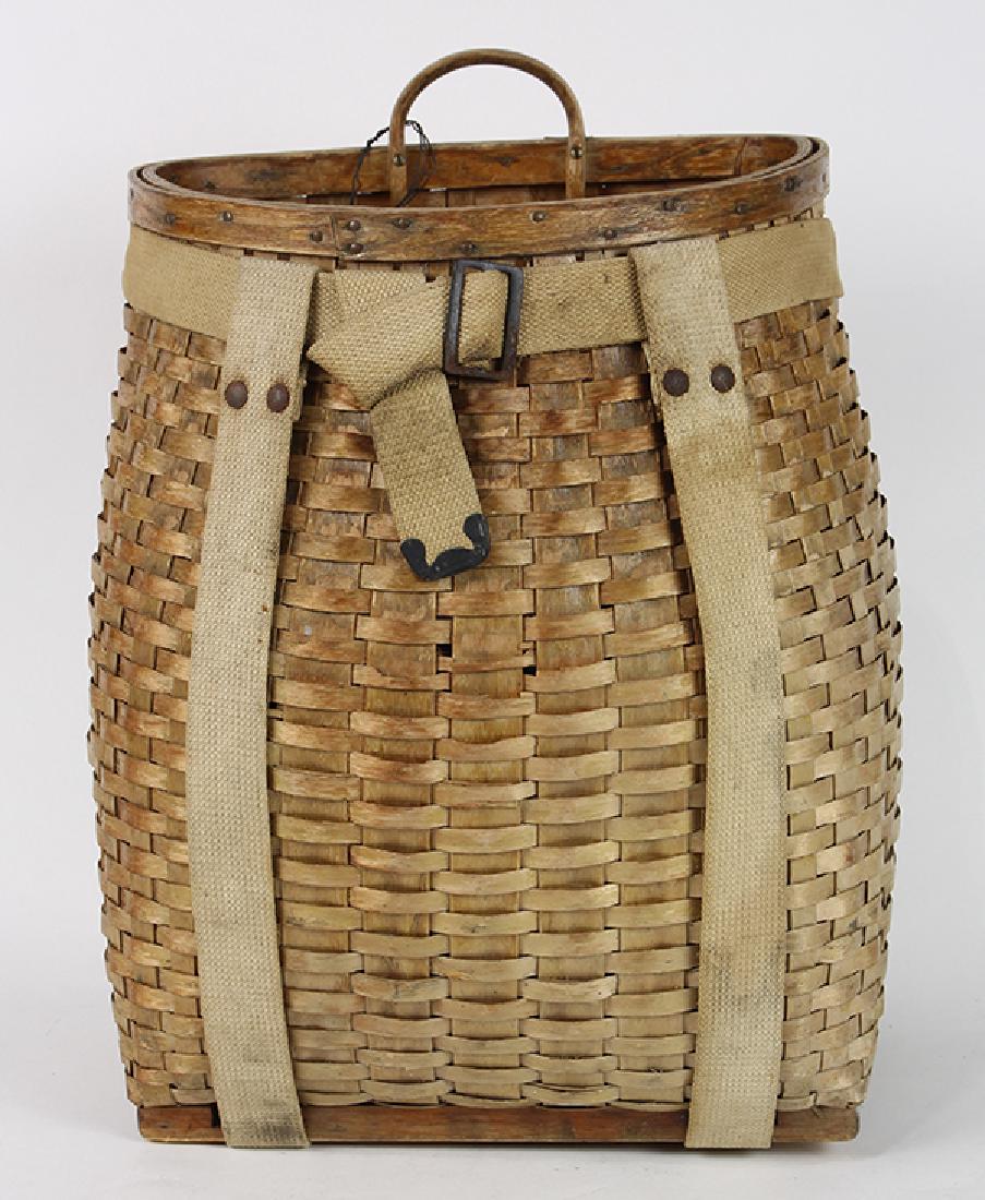 Adirondack trapper woven backpack/basket, 18"h x 13"w x