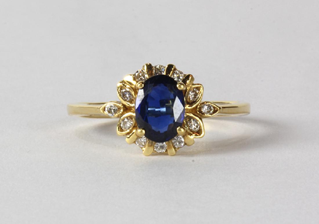 Sapphire, diamond and 18k yellow gold ring (1 of 4)