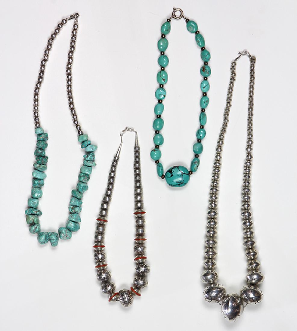 (Lot of 4) Turquoise, spiny oyster and silver bead (1 of 1)
