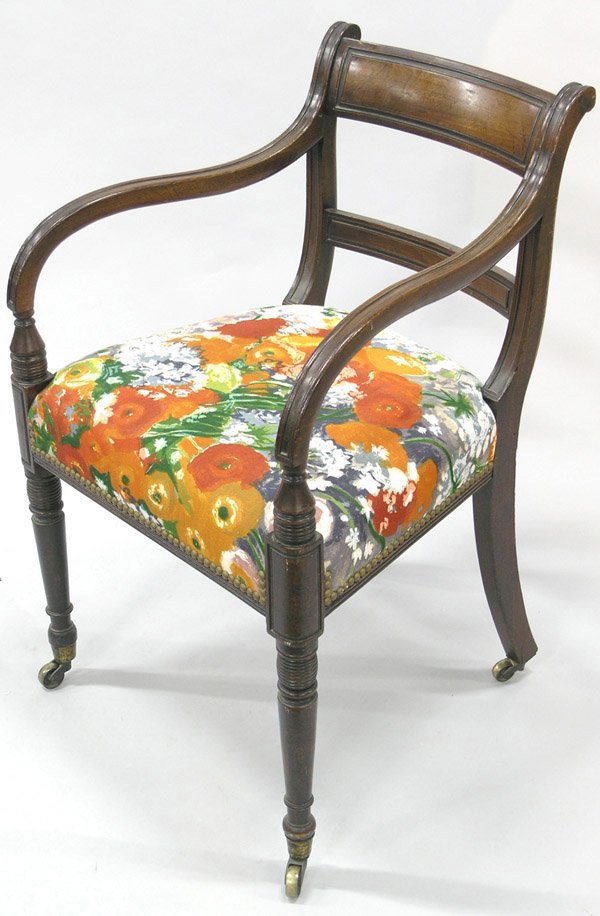 Mahogany Sheraton armchair: Mahogany Sheraton armchair Provenance: Estate of Edward Dixon Heise (second cousin of artist Maynard Dixon), San Francisco, CA