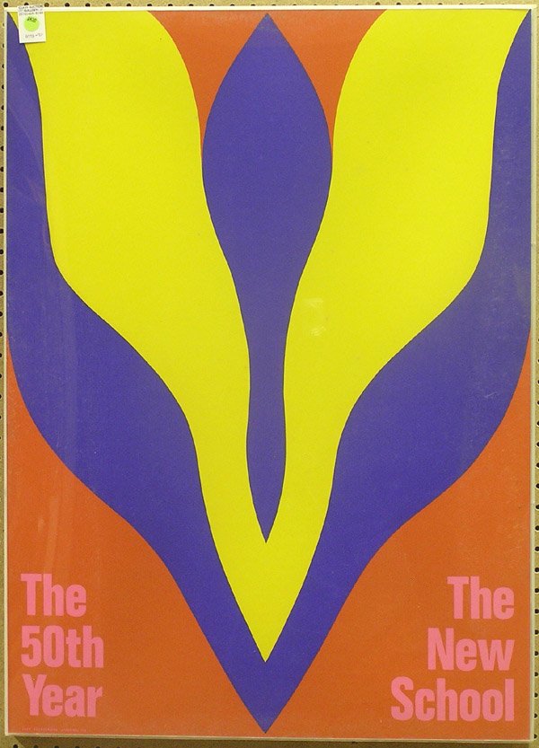 Serigraph Youngerman American: Framed serigraph, ''The 50th Year/The New School'' (1969) by Jack Youngerman (American 1926-), sheet: 34.5''H x 25''W