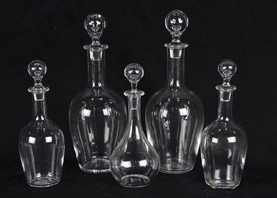 (lot of 5) Baccarat Etruscan crystal decanter group (1 of 2)