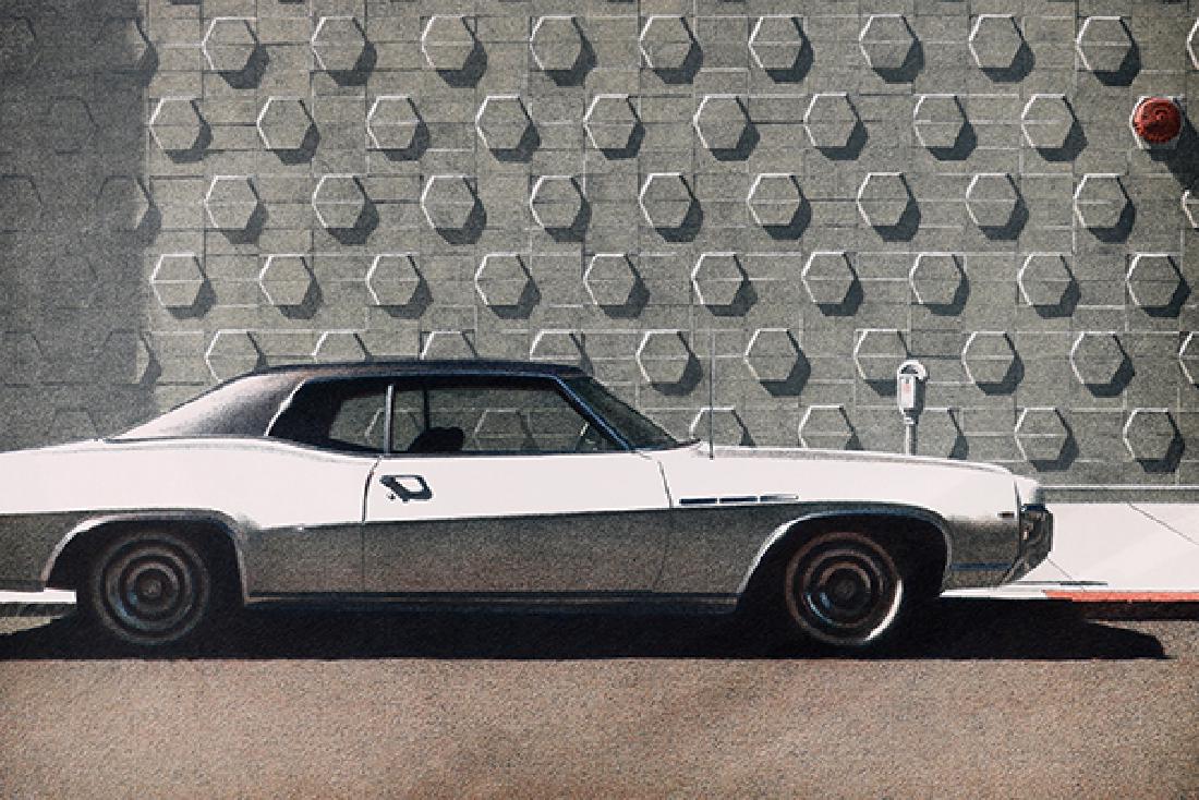 Print, Robert Bechtle: Robert Bechtle (American, b. 1932), Oakland Buick, 1975, lithograph in colors, pencil signed lower right, with dedication lower left, image: 14"h x 20"w, sheet (overall/unframed): 23"h x 28.25"w