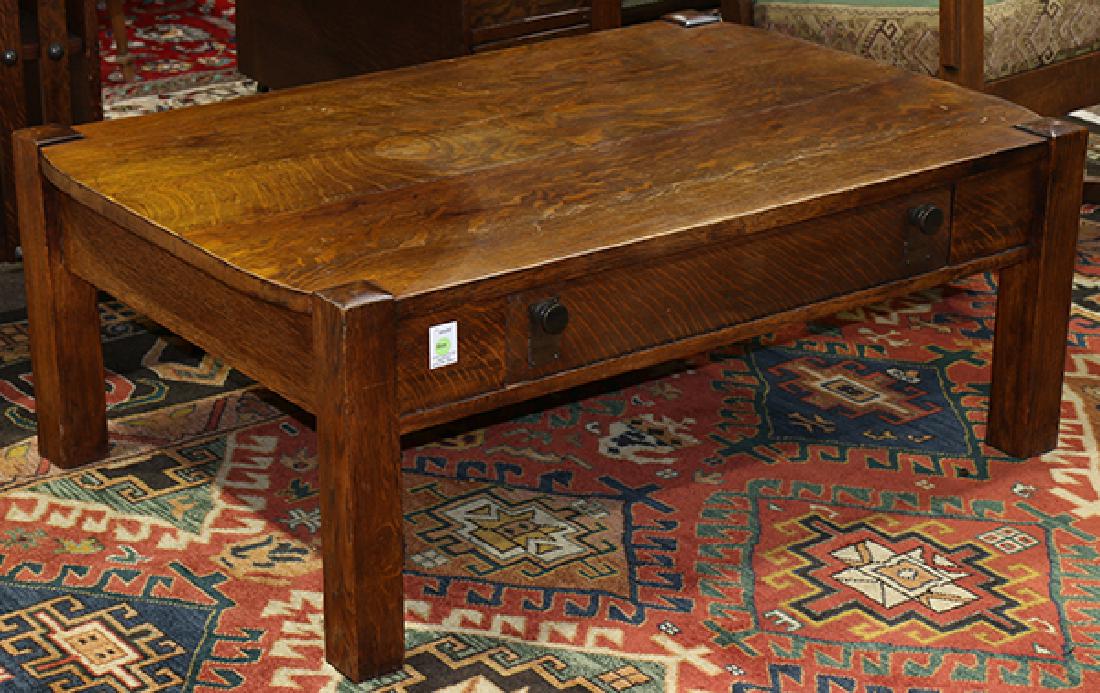 Arts and Crafts quartersawn oak low table (1 of 3)