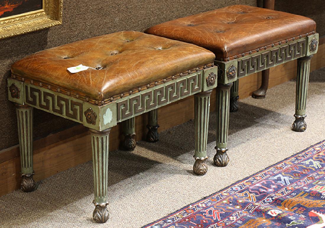 (lot of 2) Italian Neoclassical style leather benches (1 of 4)