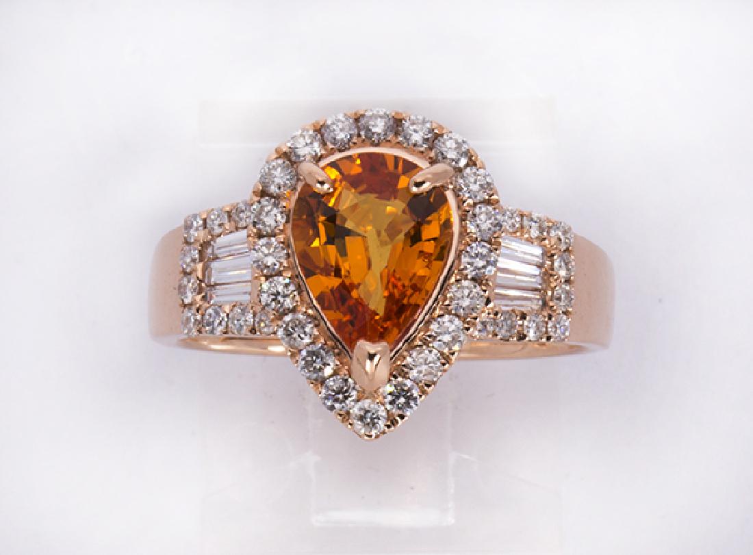 Sapphire, diamond and 14k rose gold ring (1 of 3)