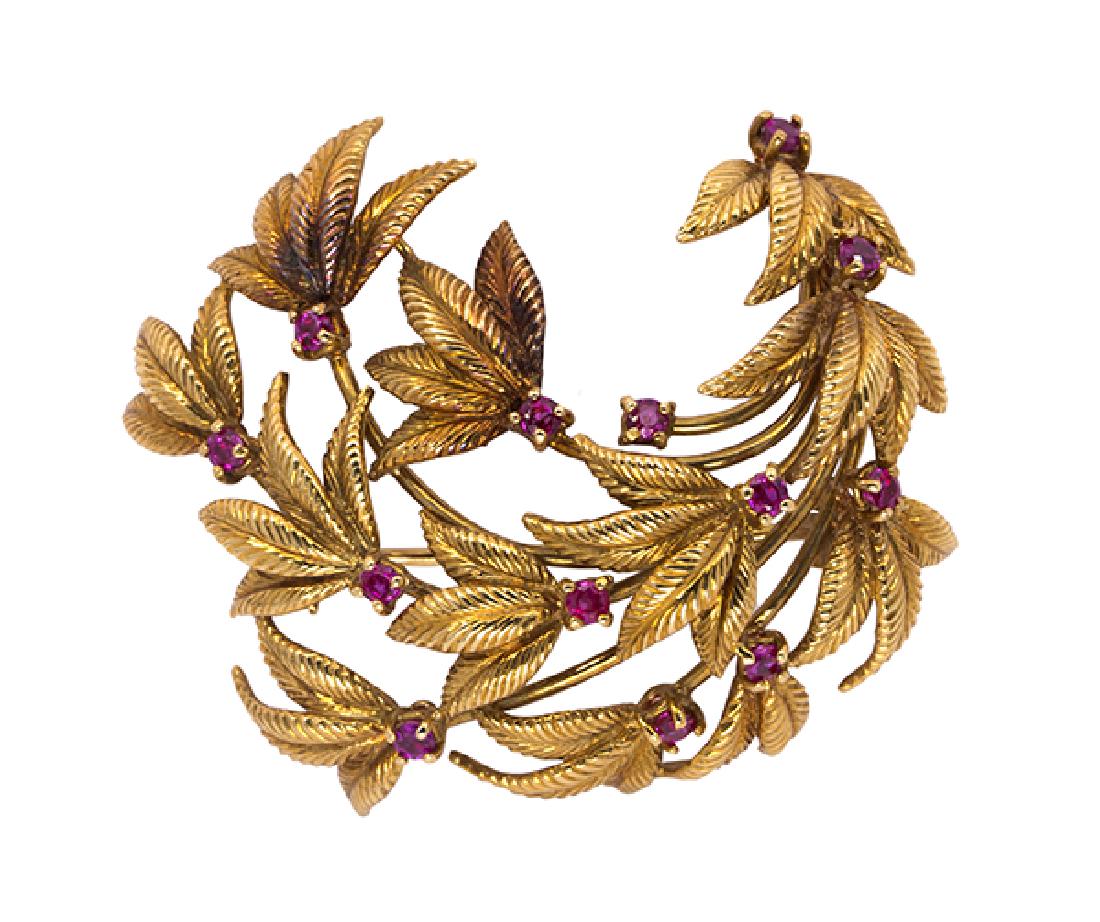Tiffany & Co. ruby and 18k yellow gold brooch (1 of 4)