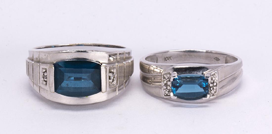 (Lot of 2) Blue topaz, diamond and 10k white gold rings (1 of 3)