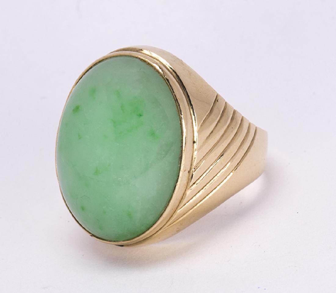 Jadeite and 14K yellow gold ring (1 of 5)
